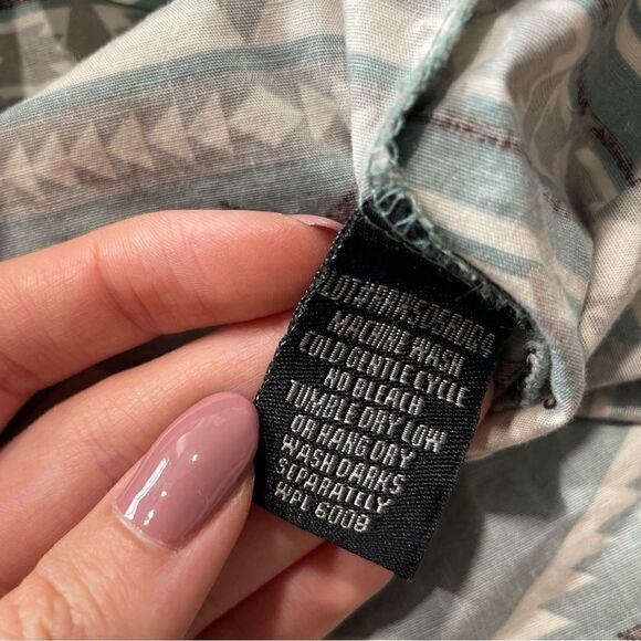 Rock & Roll Denim Aztec Print Snap Shirt Women’s Size XXL - Picture 7 of 10